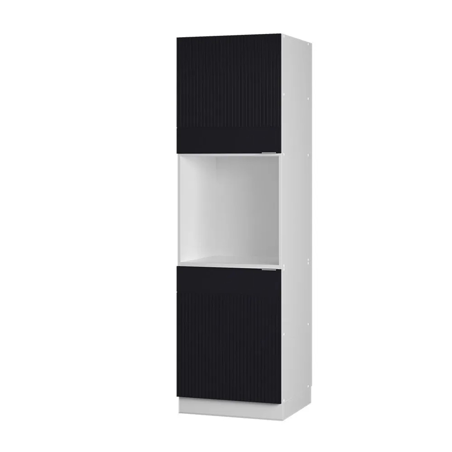 Vicco Vorratsschrank Fame-Line Schwarz Gestreift 60 x 207 mit Offenem Regal Art Nr 50854
