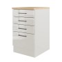 Flex-Well Schubkastenschrank Lund, 50 cm, Lichtgrau/Rauchgrau, mit 3 Schubladen und Auszug.