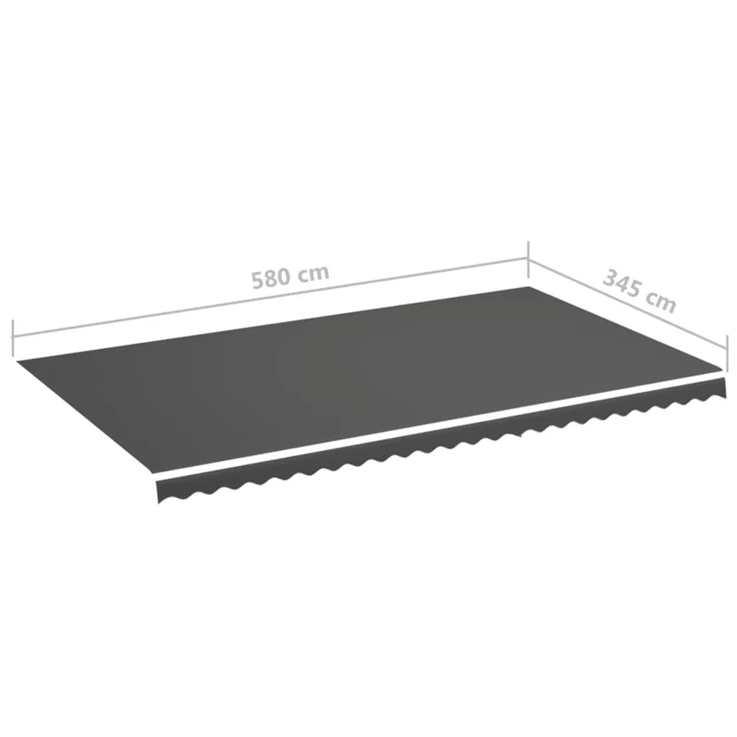 Anthrazit Markisenbespannung 600x350cm mit Volant, wasserabweisend und reißfest.