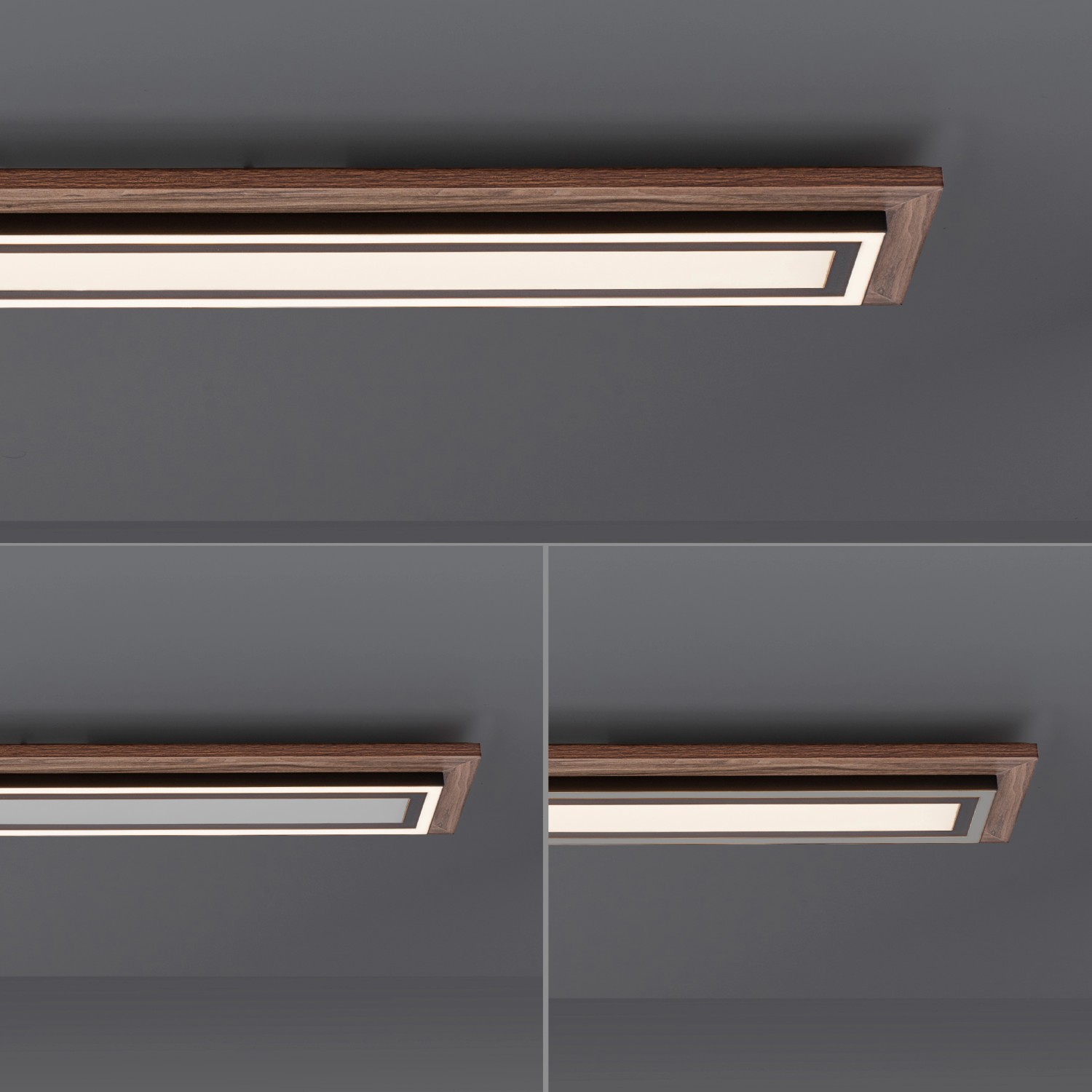 Paul Neuhaus LED-Panel Palma mit Holzdekor, 107x19cm, verschiedene Lichteinstellungen.