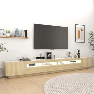 VidaXL TV-Schrank Sonoma-Eiche mit LED, 300 cm breit. Wohnwand mit Beleuchtung.