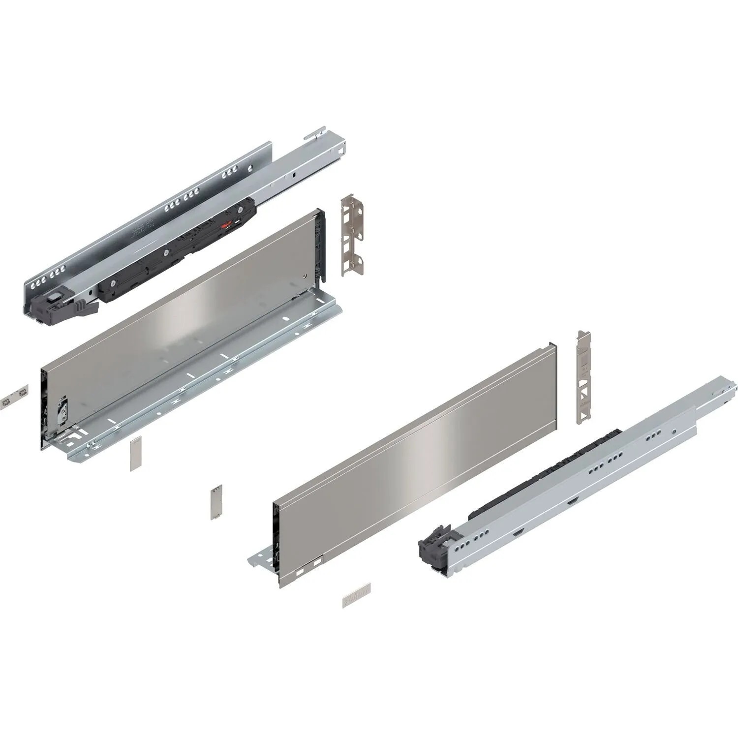 Blum Legrabox Pure Set Höhe K Tip-On Vollauszug 500 mm 70 kg Inox 1 Paar
