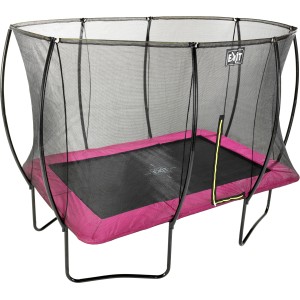 Rechteckiges EXIT Silhouette Trampolin 244x366 cm in Rosa mit Sicherheitsnetz.