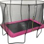Rechteckiges EXIT Silhouette Trampolin 244x366 cm in Rosa mit Sicherheitsnetz.