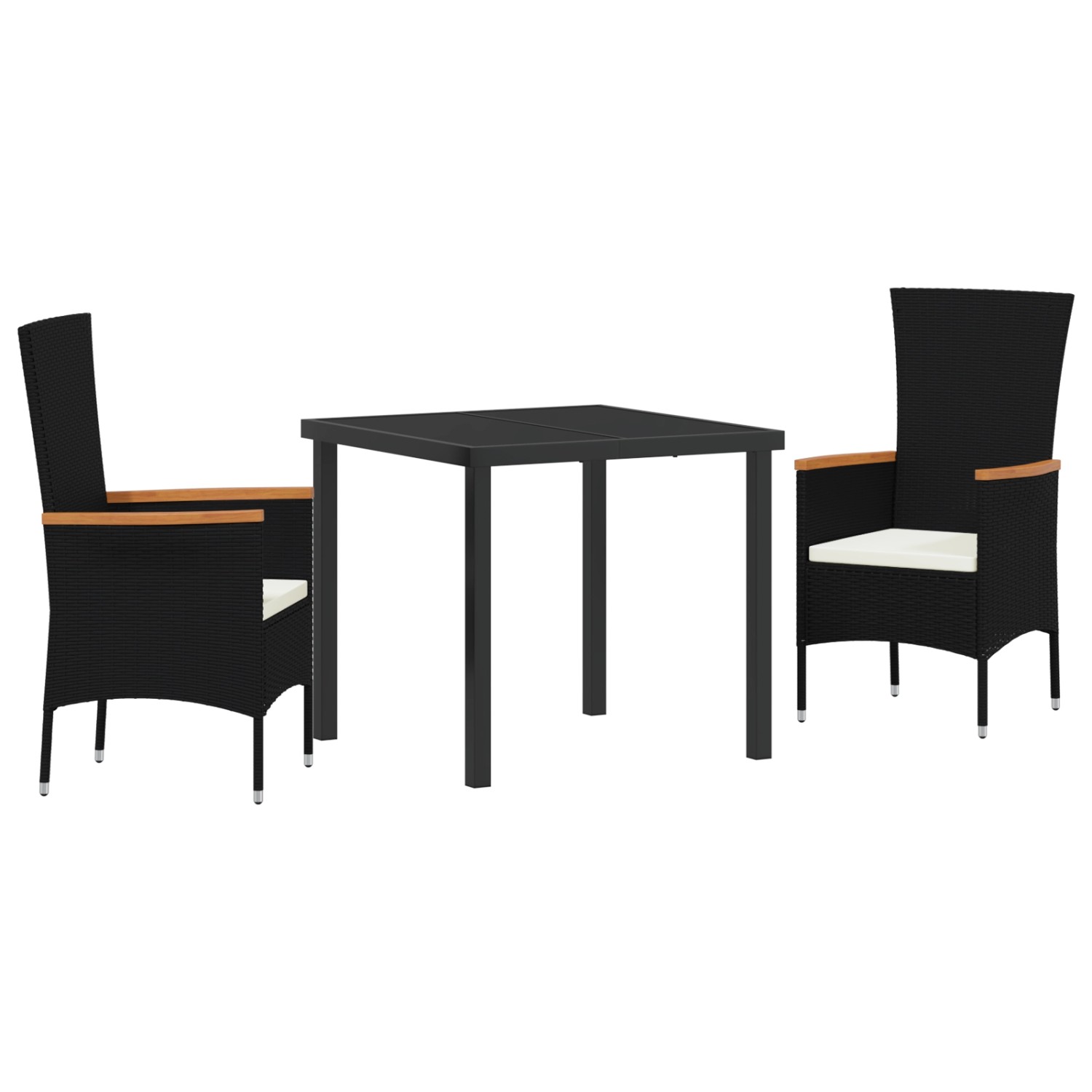 vidaXL Garten Essgruppe mit Kissen 3-Tlg Schwarz Poly Rattan 3379422 günstig online kaufen