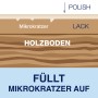 Darstellung: Bona Parkett Polish füllt Mikrokratzer im Holzboden auf.