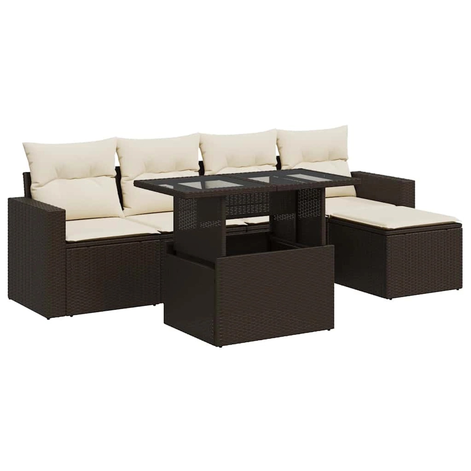 vidaXL 6-Tlg Garten-Sofagarnitur mit Kissen Braun Poly Rattan 3326304 günstig online kaufen