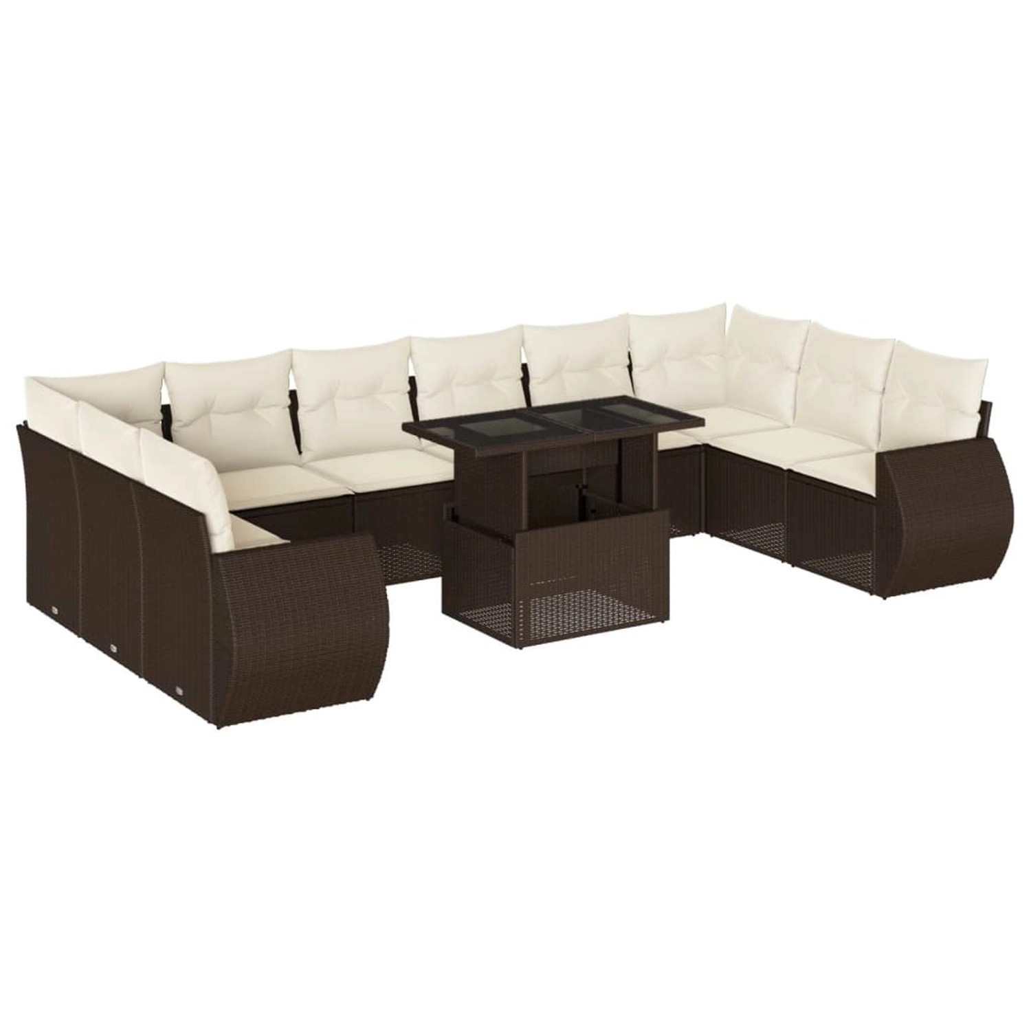 vidaXL 11-Tlg Garten-Sofagarnitur mit Kissen Braun Poly Rattan 3268783 günstig online kaufen