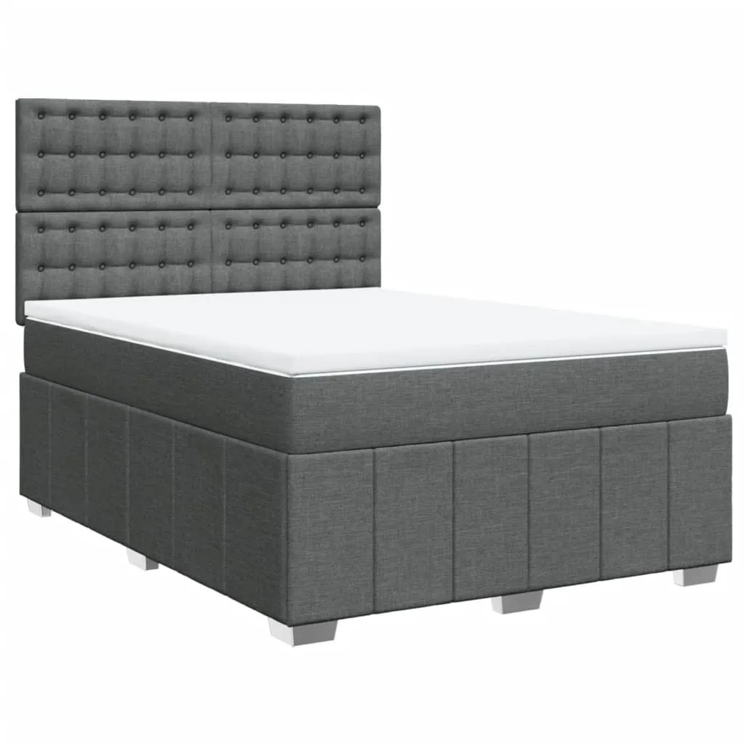 vidaXL Boxspringbett mit Matratze Dunkelgrau 140x190 cm Stoff 3291678