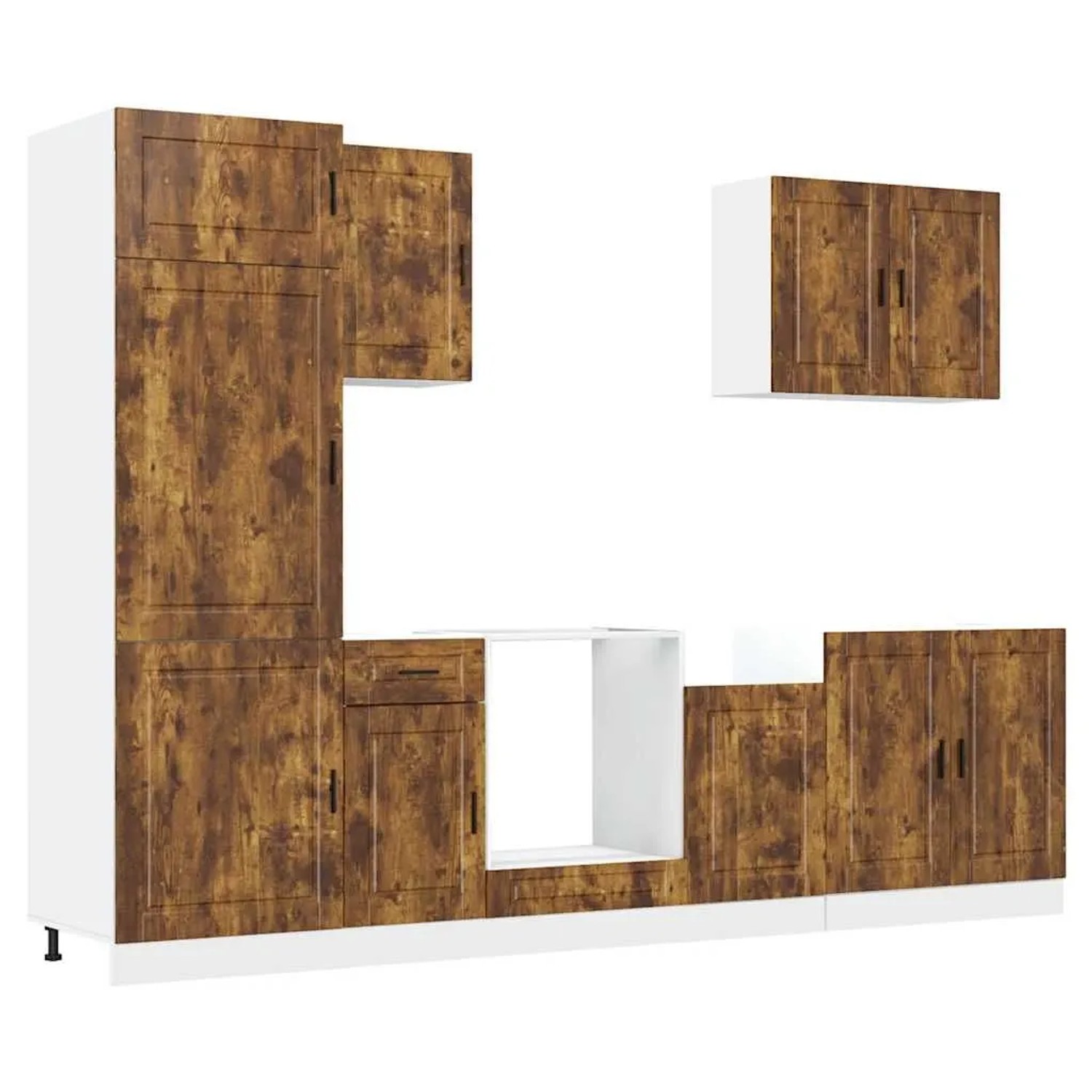 vidaXL 7 Tlg Küchenschrank-Set Porto Räuchereiche Holzwerkstoff 3314786