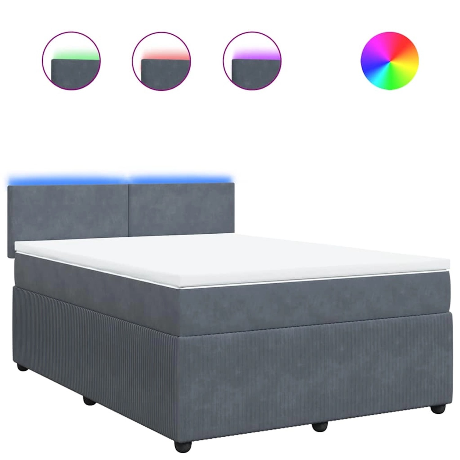 vidaXL Boxspringbett mit Matratze Dunkelgrau 140x200 cm Samt 3290053 günstig online kaufen