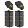 PROREGAL SuperSparSet: 8 Euroboxen Nextgen Color mit Deckel, 20L, schwarz mit gelben Griffen. Stapelbare Aufbewahrungsboxen.