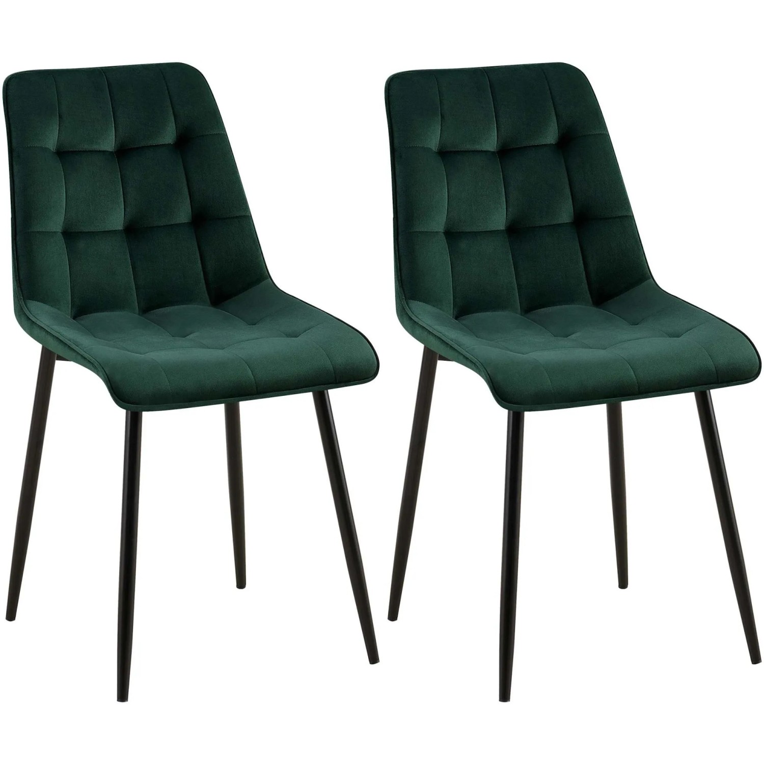 DELUKE 2er Set Esszimmerstuhl DARID Samt Grünfarbig 47x61x89cm Essstühle Esszimmerstühle Küchenstühle Wohnzimmerstühle