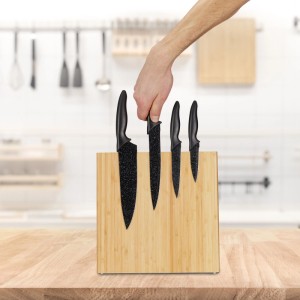 Relaxdays Messerblock Bambus Natur Magnetisch Rutschfest 27,5 cm x 28 cm x 12 cm 2,2 kg