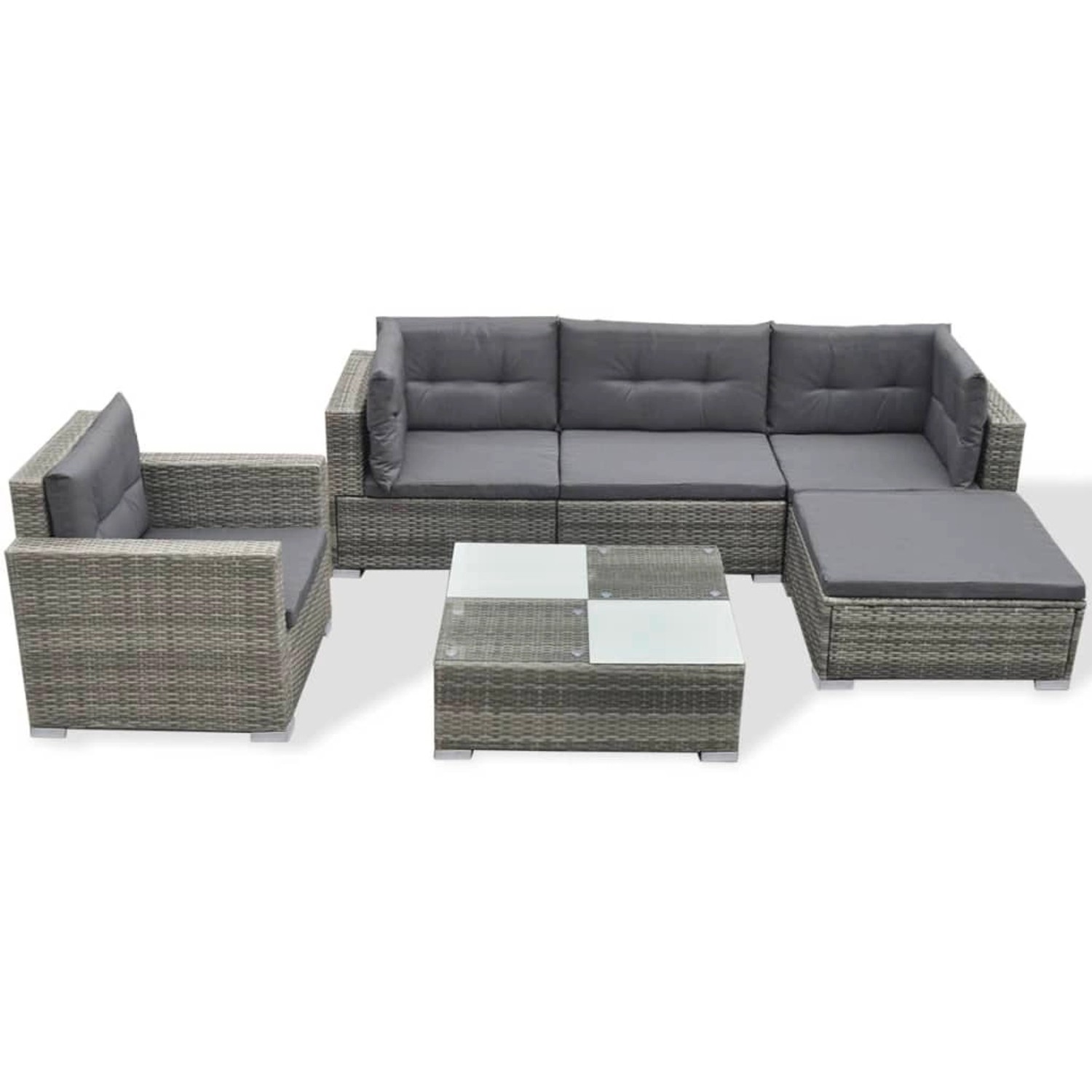 vidaXL 6-tlg Garten-Lounge-Set mit Kissen Poly Rattan Grau Modell 50 günstig online kaufen