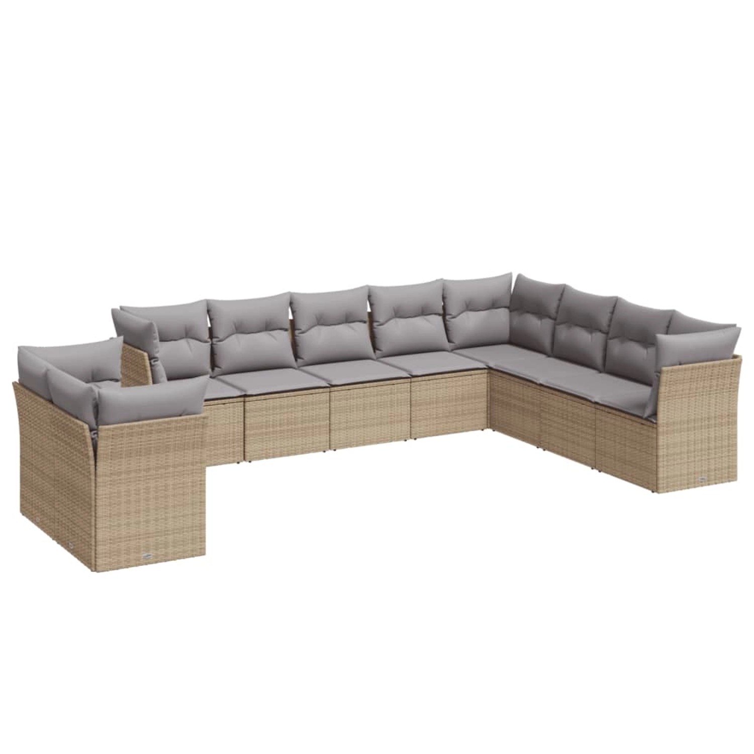 vidaXL 10-tlg Garten-Sofagarnitur mit Kissen Beige Poly Rattan Modell 32