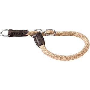 Beige Hunter Dressurhalsung Freestyle aus Tau mit Lederapplikationen und Stoppring für Hunde.