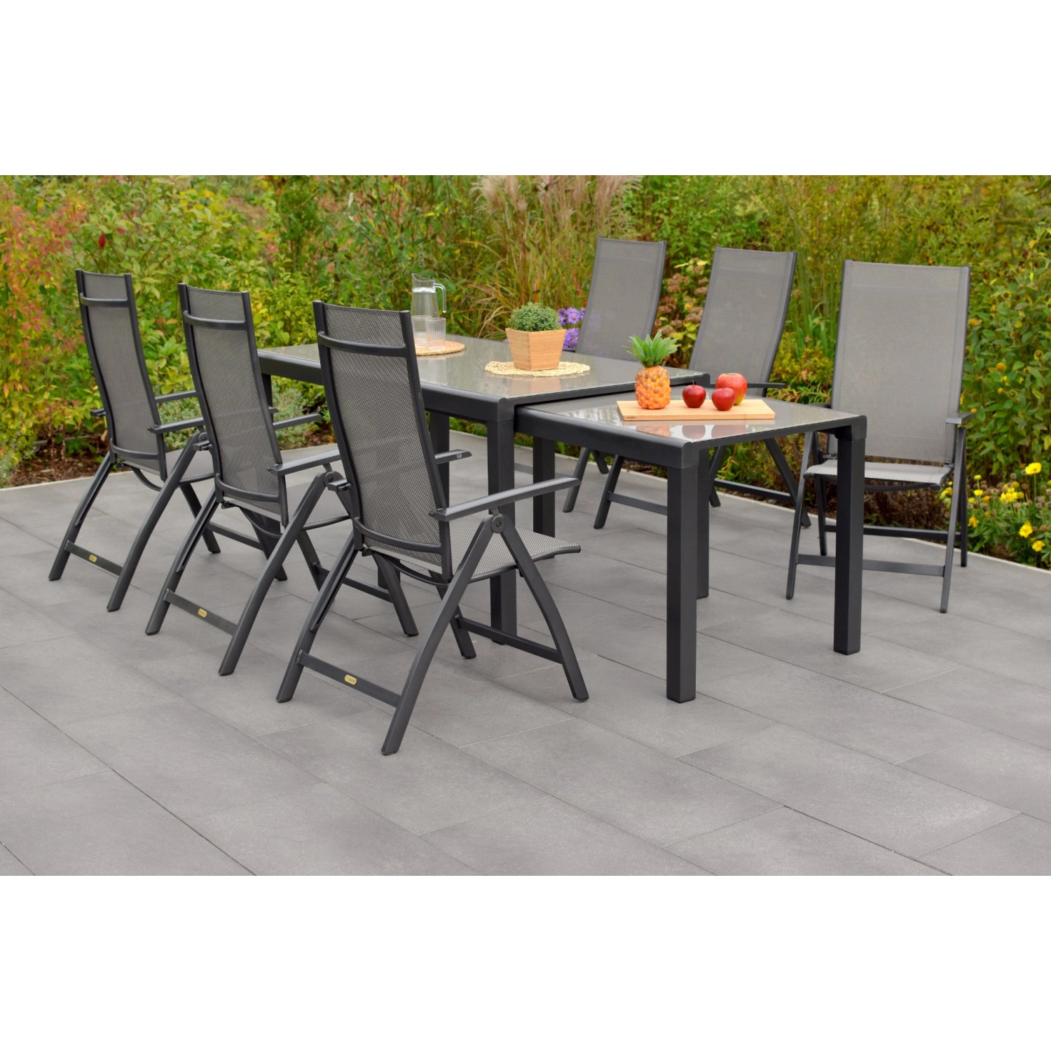 Merxx Gartenmöbel-Set Vicenza 8-teilig Flex-Ausziehtisch günstig online kaufen