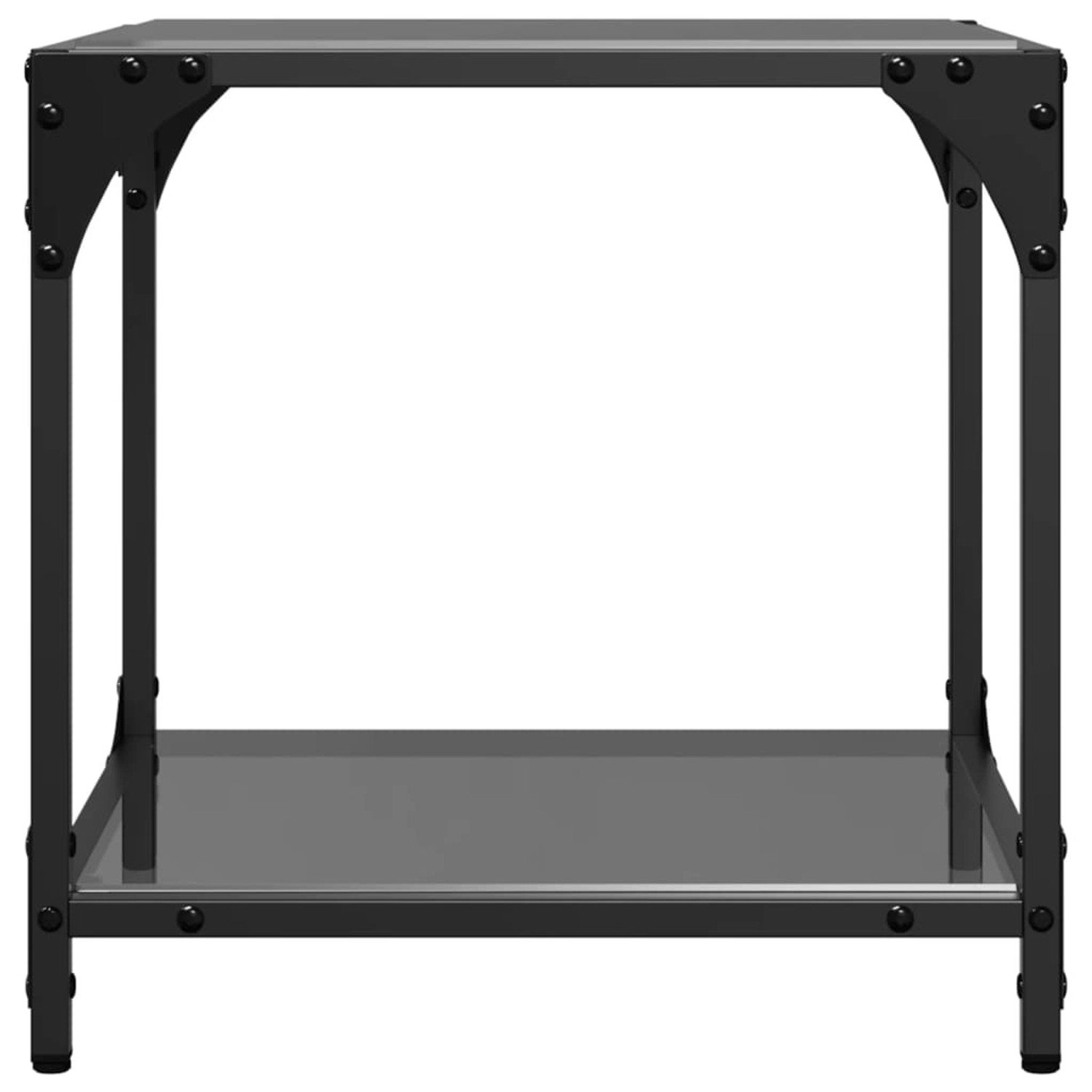 Schwarzer vidaXL Couchtisch mit Glasplatte, 40x40x40 cm, Stahlgestell.