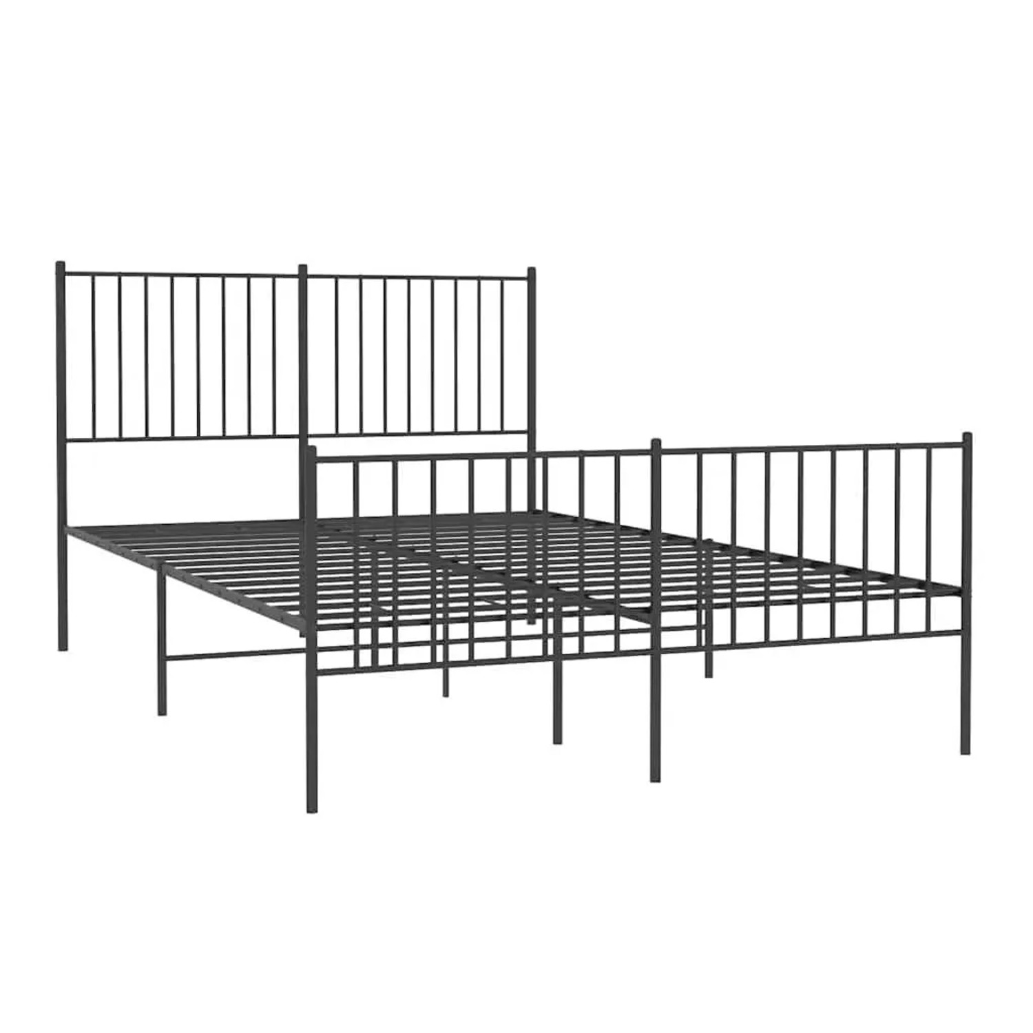 vidaXL Bettgestell mit Kopf- und Fußteil Metall Schwarz 135x190 cm 350881