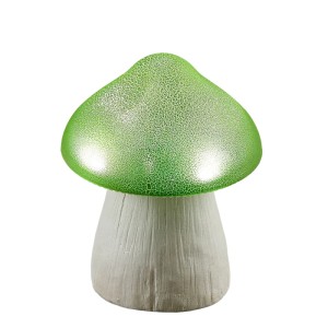 Grüner LED-Solar-Pilz (Ø 12 cm) von Luca Lighting als Gartendeko für den Außenbereich.