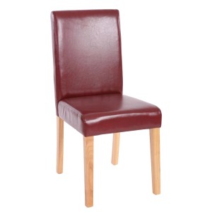 CHEFGASTRO Esszimmerstuhl 4er-Set Klassisch & Zeitlos 90x43x56cm Sitzhöhe 45cm Kunstleder Helle Beine Rot-Braun