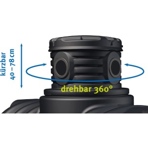 Detailaufnahme Erdtank 4rain Compact 1.600 l: Drehbarer, kürzbarer Domschacht.