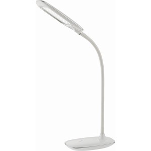 Weiße LED-Tischleuchte Minea I von Globo aus Kunststoff, ideal als Schreibtischlampe.