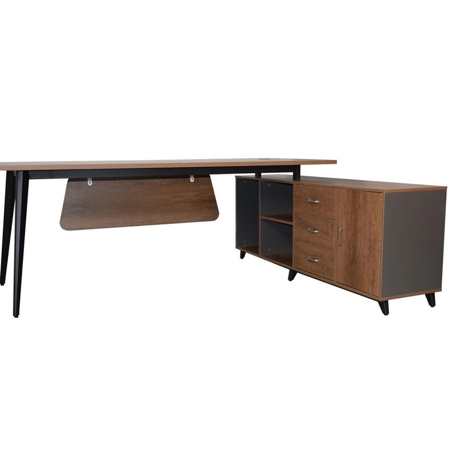 Jet-Line Luxus Chef Schreibtisch San Paulo Rechtsseitig Inklusive Sideboard günstig online kaufen