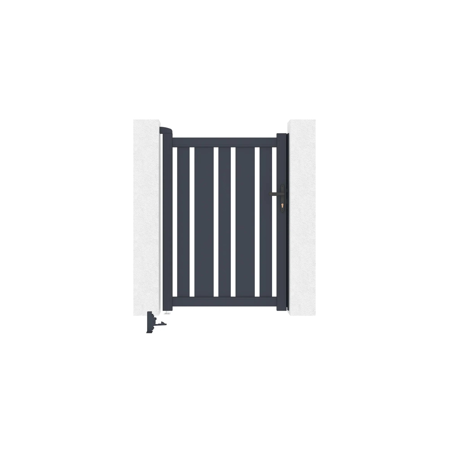 Graues Casanoov Gartentor Veymont (1 m) mit zwei Eifel Pfosten (166 cm).