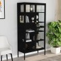 Schwarze vidaXL Vitrine (90x40x180 cm) aus Stahl und Glas, Büroschrank mit Regalen.