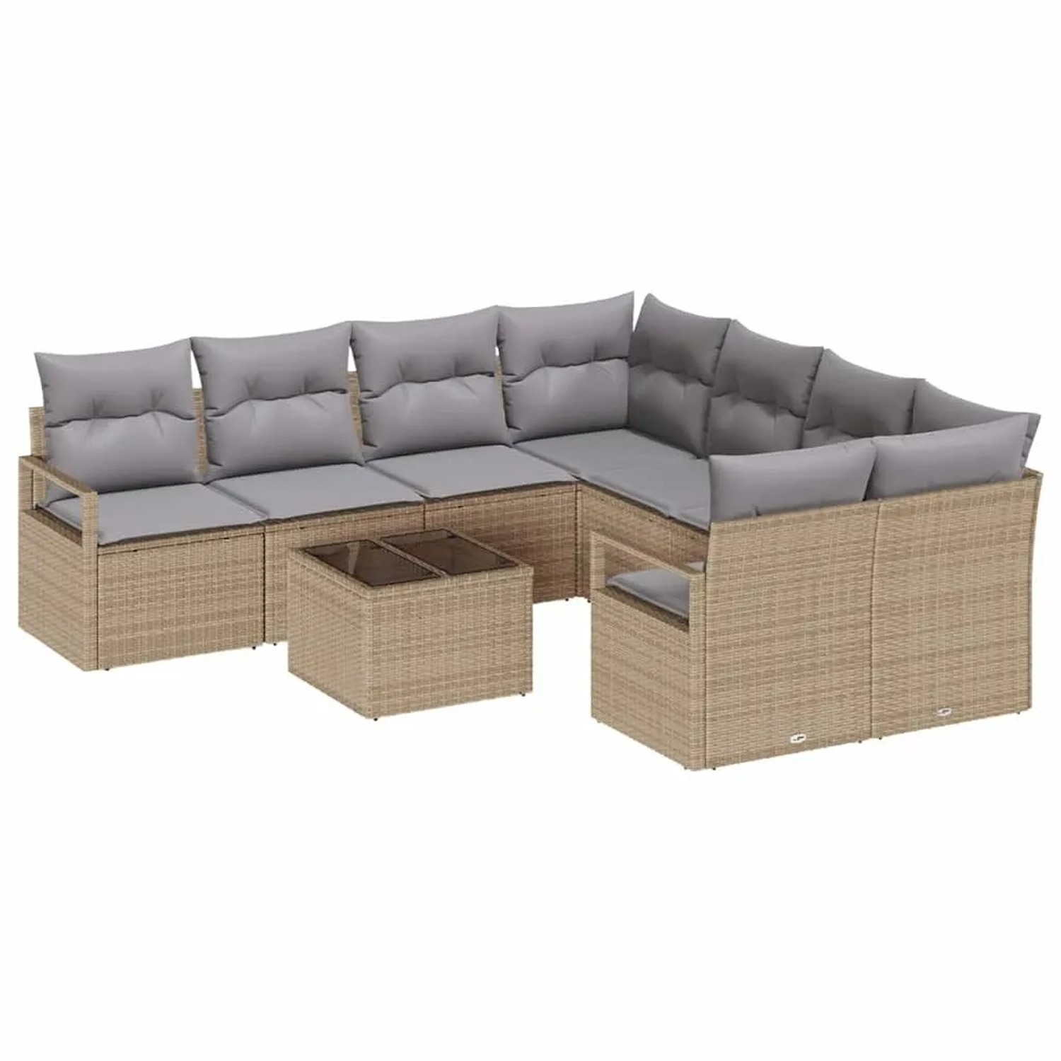 vidaXL Sofa Set mit Kissen 9-Tlg Beige und Grau Poly-Rattan 3354989 günstig online kaufen