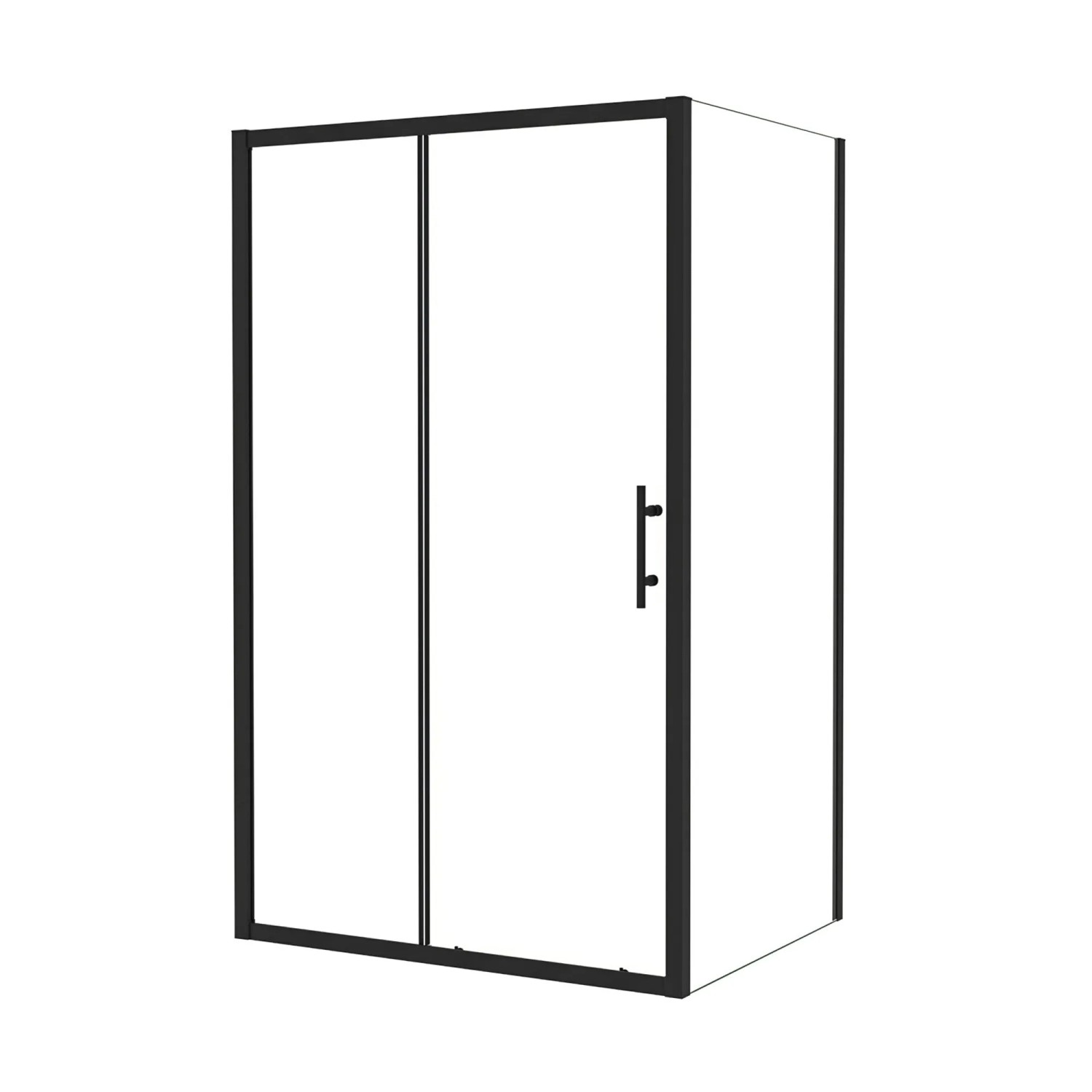 AICA Duschtür Duschkabine 160 cm Schiebetür mit 80 cm Seitenwand H 195 cm Duschabtrennung 5 mm ESG Sicherheitsglas Mattschwarz