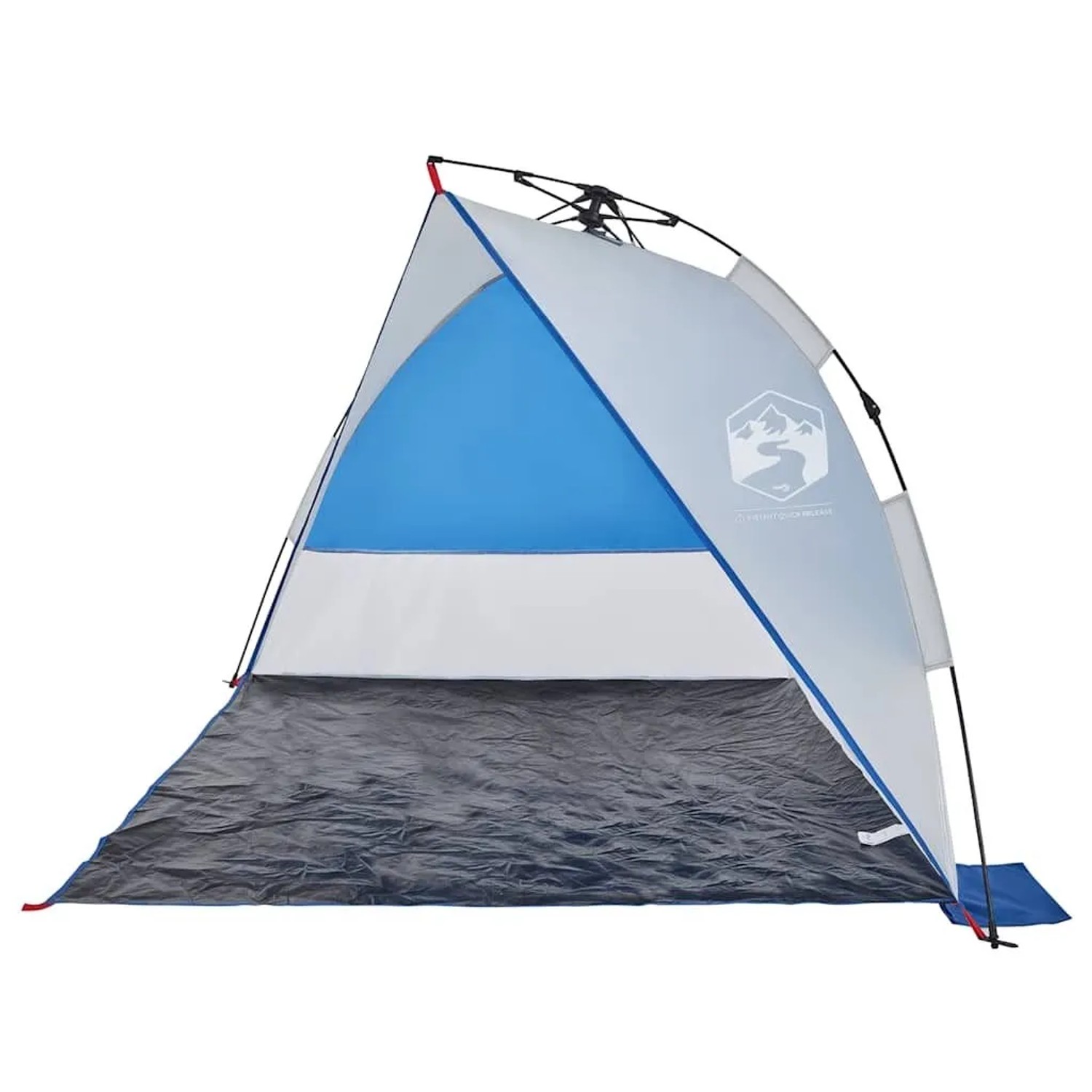 Azurblaues Strandzelt von vidaXL mit Quick-Release-System für einfachen Aufbau.