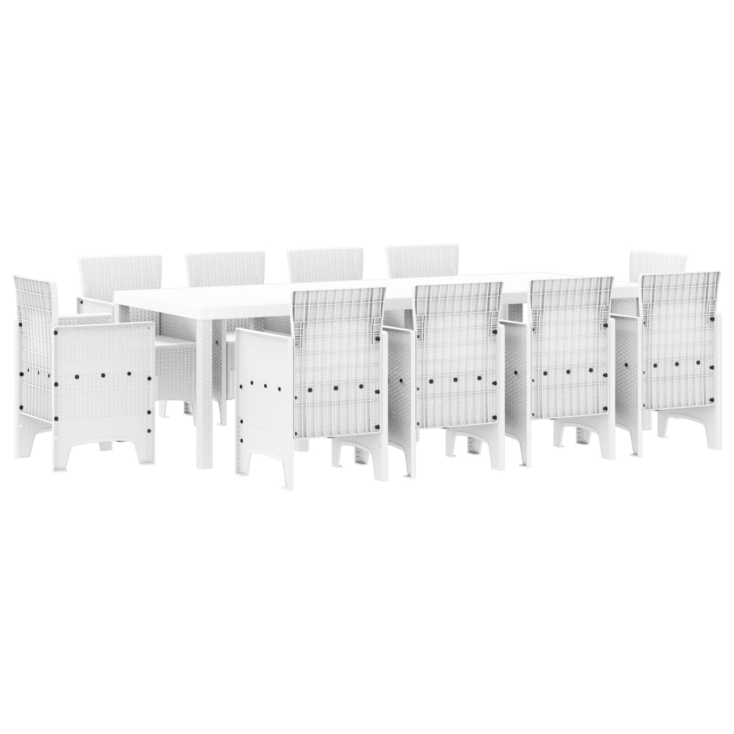 vidaXL 11-tlg Garten-Essgruppe Weiß Poly Rattan 3378602 günstig online kaufen