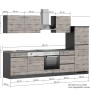 Held Möbel Küchenzeile Turin 300 cm in Graphit- und Wotaneiche-Optik mit E-Geräten.