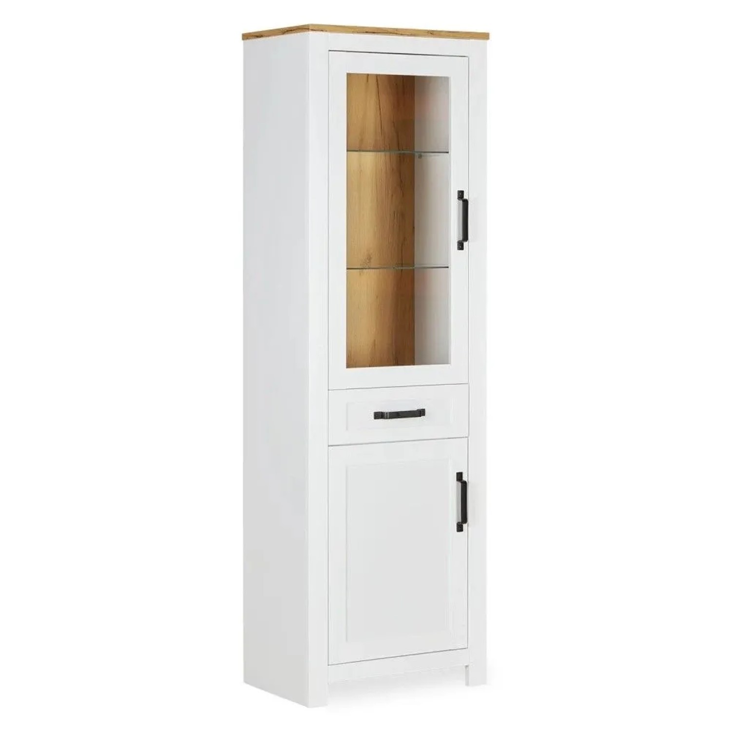 Homestyle4u Vitrine Highboard Weiß Kommode Wohnzimmerschrank Holz Eiche