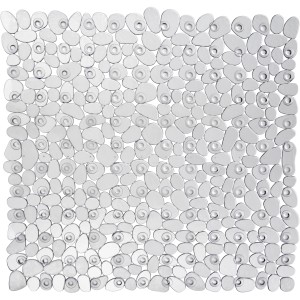 Transparente Wenko Duscheinlage Paradise mit Stein-Motiv und Saugnäpfen, 54x54 cm, für sicheren Stand in der Dusche.