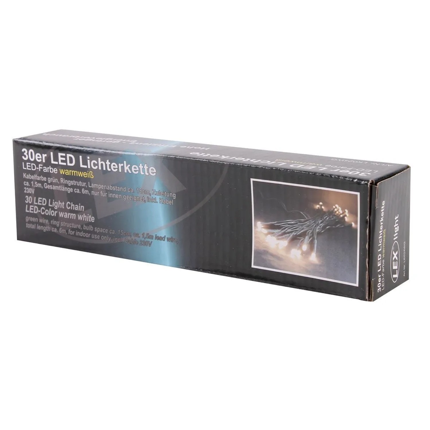 Lex 30er LED Lichterkette Grünes Kabel Innen Partylichterkette Beleuchtung günstig online kaufen