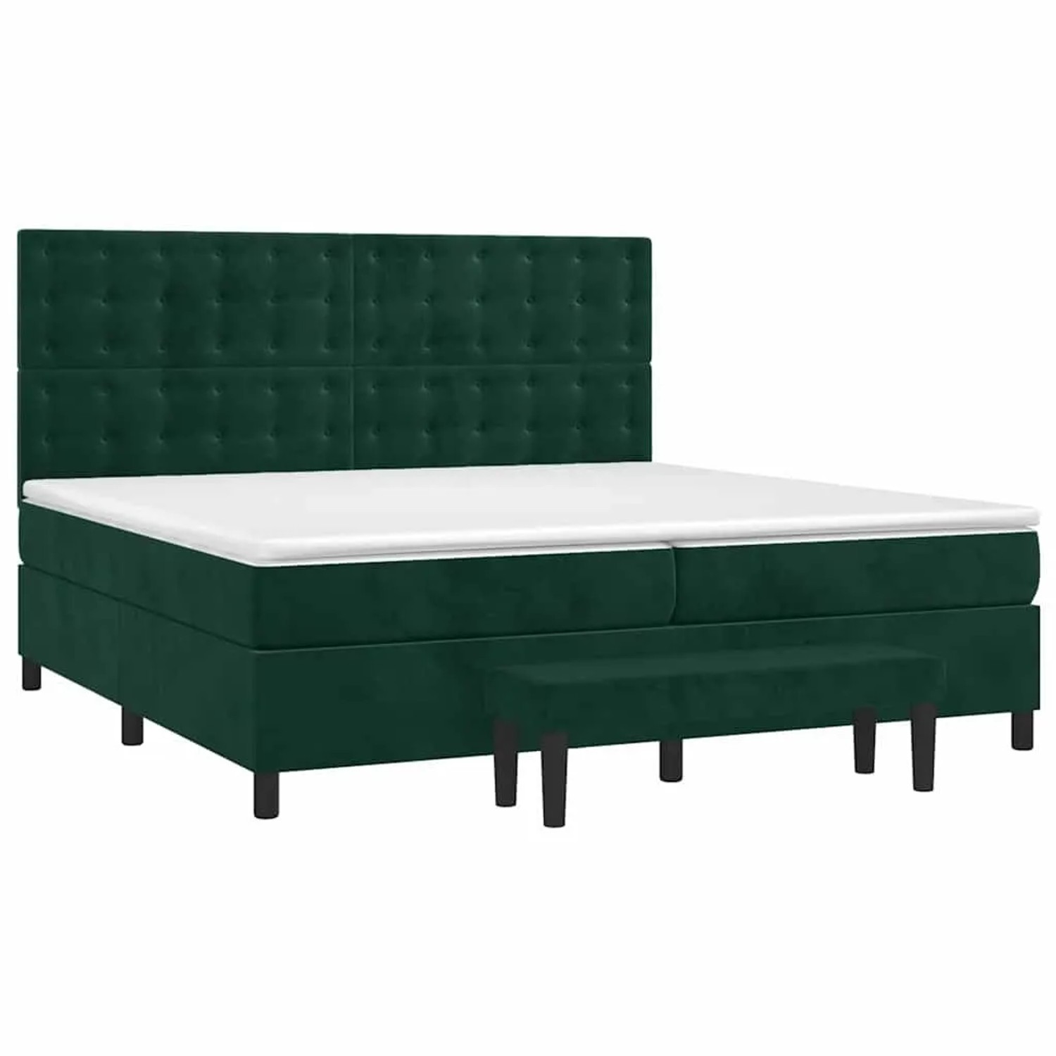 vidaXL Boxspringbett mit Matratze Dunkelgrün 200x200 cm Samt 3138106