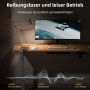 Elektrisch höhenverstellbarer Schreibtisch 120x60cm mit Tischlampe und Monitor.
