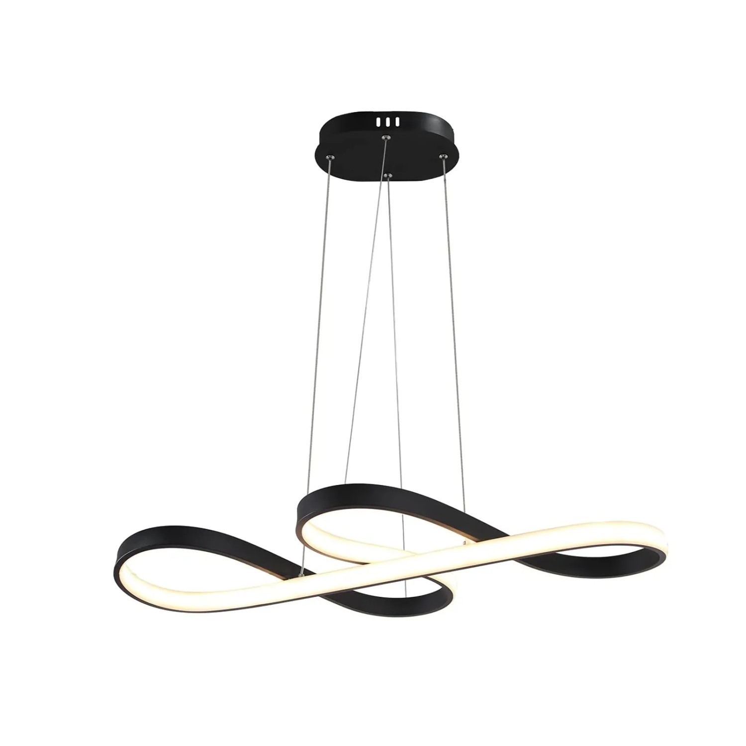 NETTLIFE LED-Pendelleuchte Schwarzes Silikon Durchmesser 75 CM Dimmbar mit Fernbedienung Modernes Design