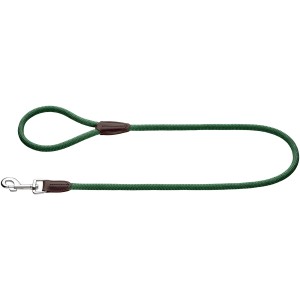 Grüne Hunter Retriever-Leine Freestyle, Ø 10 mm x 1,7 m, mit integrierter Halsung und Lederdetails.