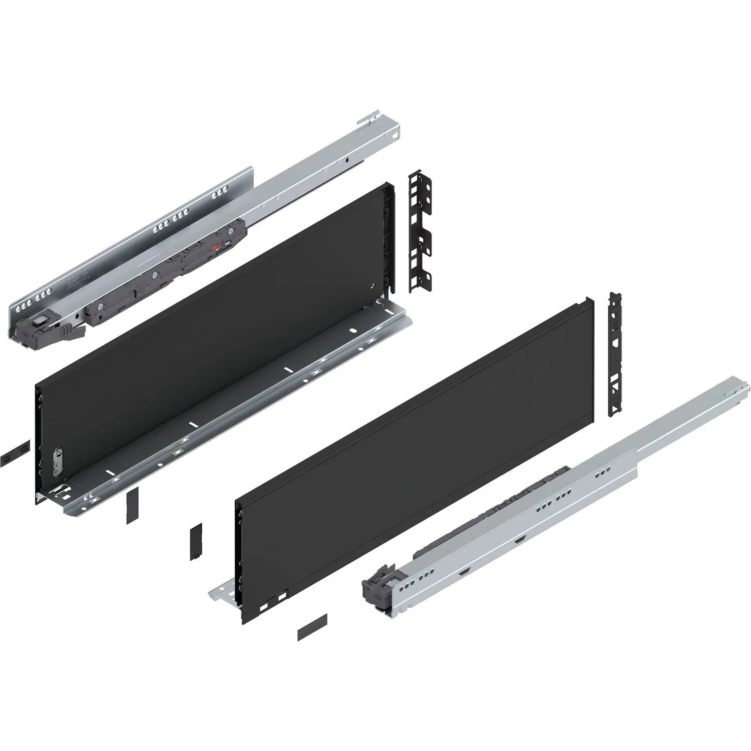 Blum Legrabox Pure Set Höhe C Tip-On Vollauszug 600 mm 40 kg Carbonschwarz 1 Paar