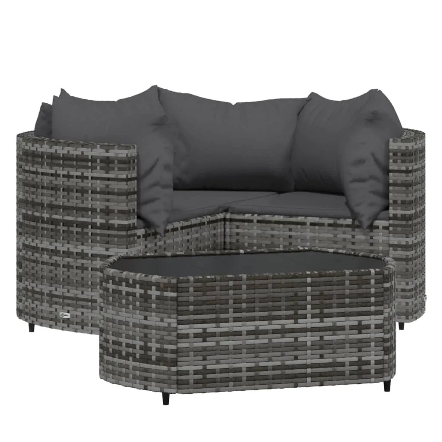 vidaXL 4-tlg Garten-Lounge-Set mit Kissen Grau Poly Rattan Modell 16