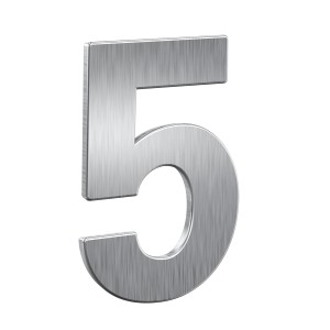 Edelstahl Hausnummer 5, Basi HN 150, Türbeschlag für den Eingangsbereich.