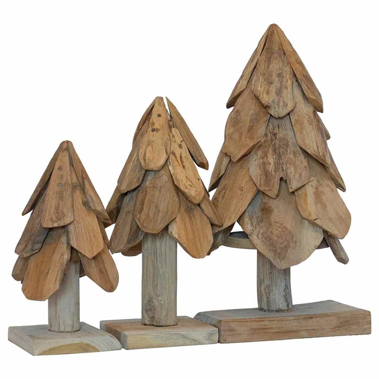 vidaXL Weihnachtsbaum mit Ständer 3 Stk Braun Massivholz Teak 42017942