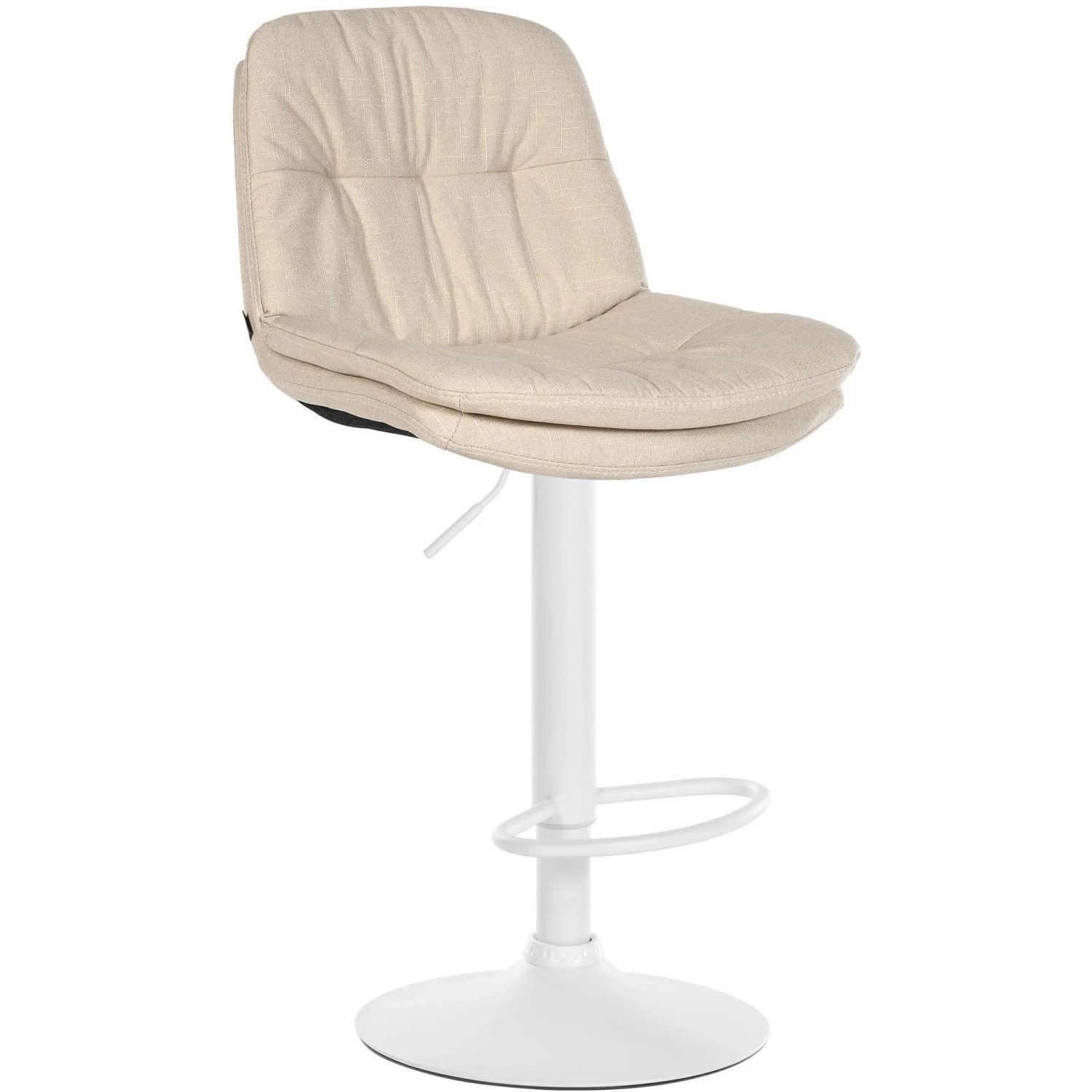 DELUKE Barhocker MITUN Stoff Creme 46x54x92cm Weiß Barstuhl Höhenverstellbar Mit Lehne Drehbar Tresenhocker Tresenstuhl