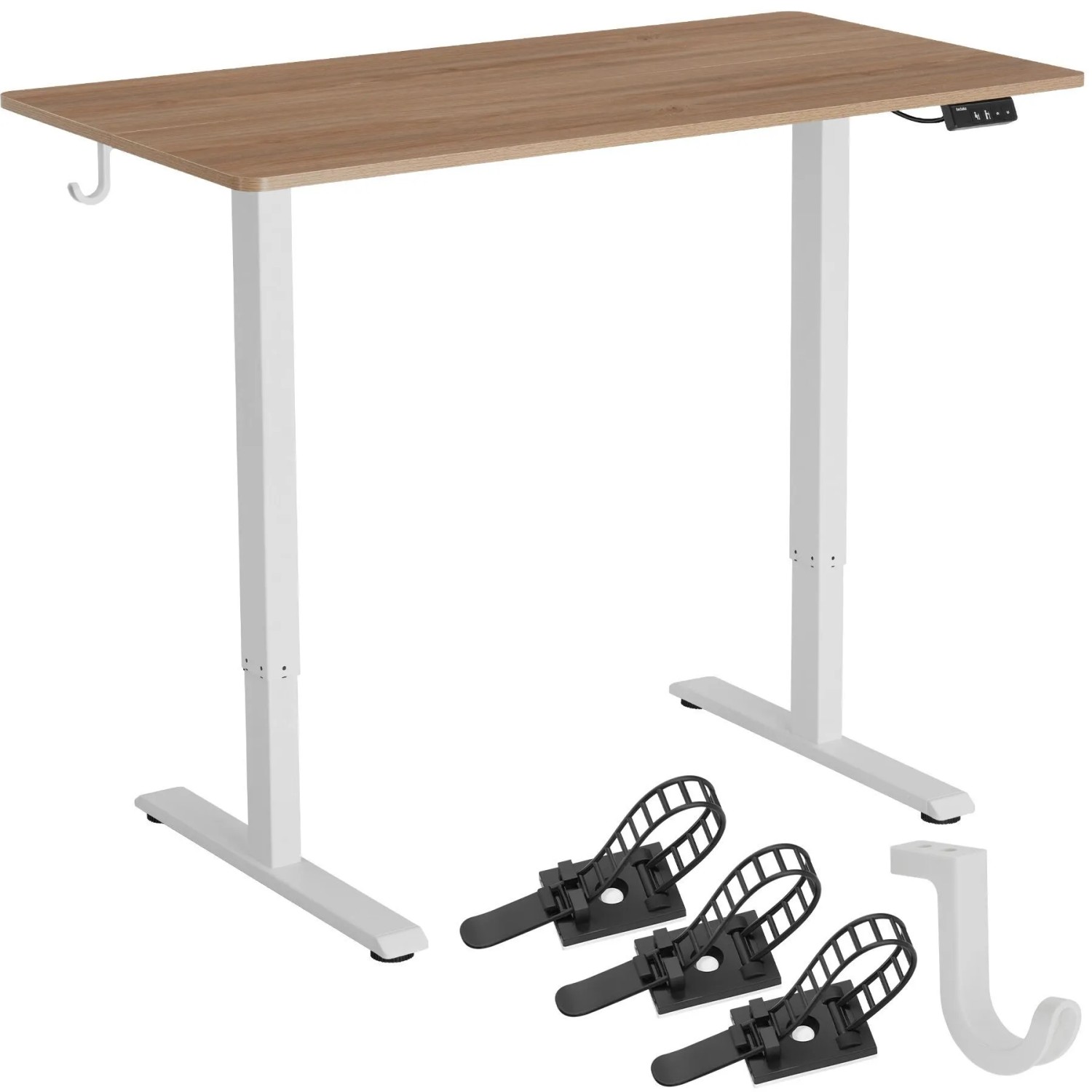 Tectake Höhenverstellbarer Schreibtisch Loki Elektrisch  2 Stufig Memoryfunktion  Antikollisionssystem  60 x 120 x 116 cm Eiche