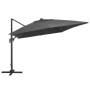 Anthrazitfarbener vidaXL Ampelschirm mit LED-Beleuchtung und Aluminium-Mast (400x300 cm).